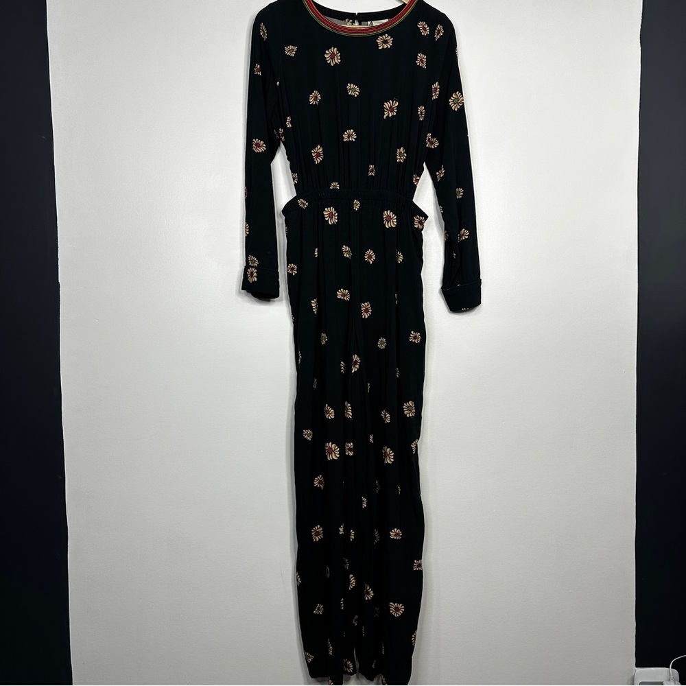 Farm Rio Anthropologie Jumpsuit Cutout Floral Sunflower Romper Medium